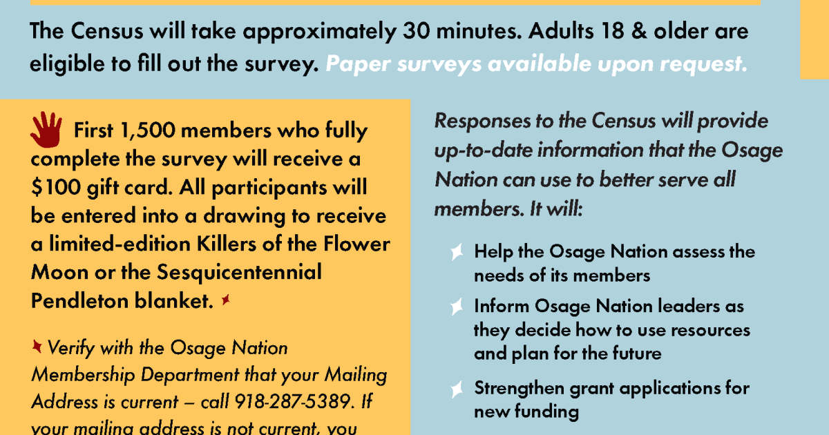 Osage Nation to Launch FirstEver Census to Improve Services, Strengthen Sovereignty Osage Nation